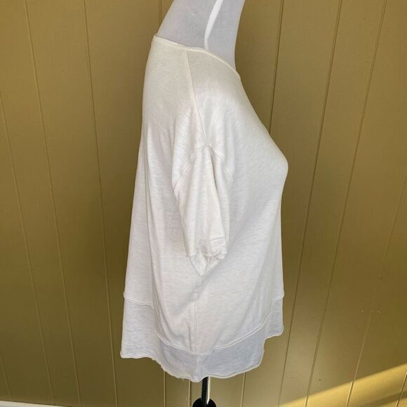 Free People we the free women XXS loose fit layered distressed raw hem white shi - Picture 6 of 11